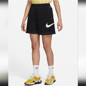 Nike Womens Woven High Waisted Black And White Shorts Size Medium